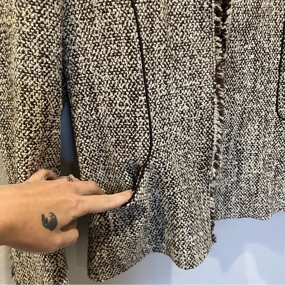 Lafayette 148 New York Wool Blend Brown and Beige Tweed Blazer Size 8 - Picture 10 of 11